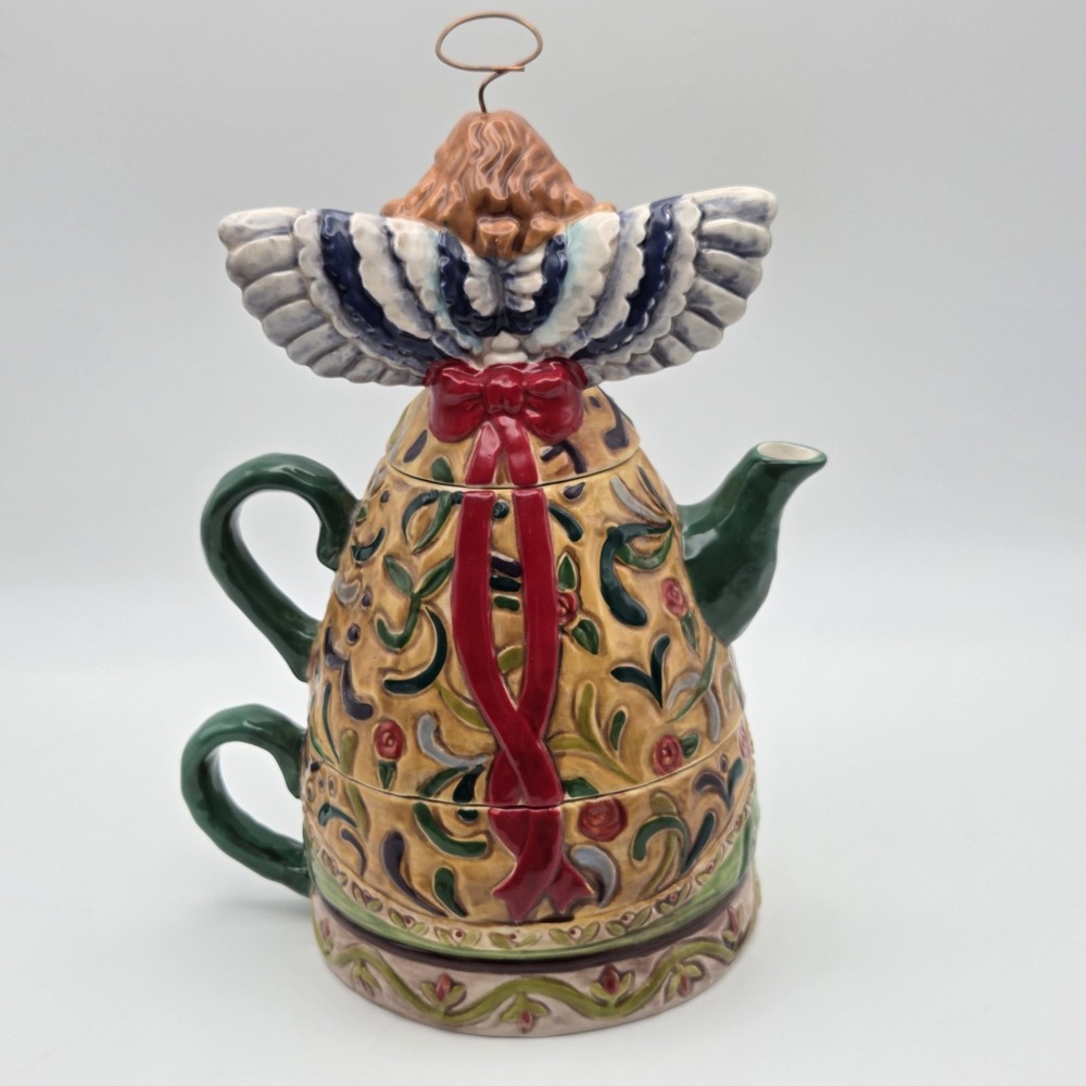 Vintage Jim Shore Four Seasons Angel Tea For One Set Hand Painted 3 Piece - Picture 8 of 15
